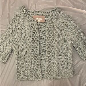 Anthropologie Aphorism Mint Green Cable Knit Cardigan Sweater